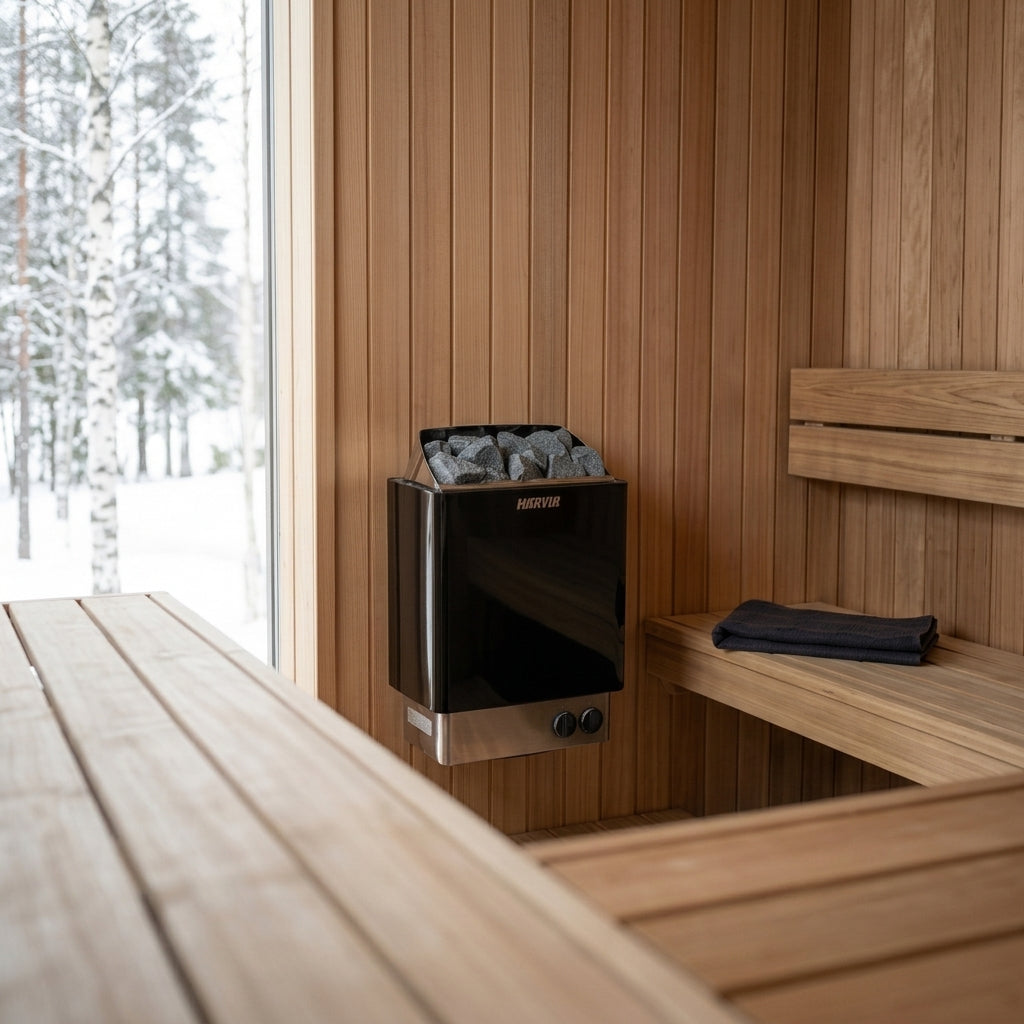 Harvia KIP80B 8kW Black Sauna Heater with Built-In Controls